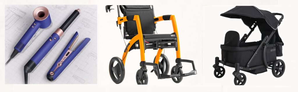 Kplanz travel gear rental — popular strollers, wheelchairs, rollators and Dyson tools near Hongik University Station (Hongdae) Exit 3, Seoul